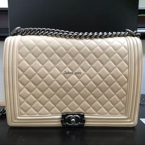 Chanel Classic Flap Quilted Boy Bag Beige
